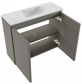 Mondiaz Ture DLux toiletmeubel 60cm smoke met wastafel opalo midden met kraangat