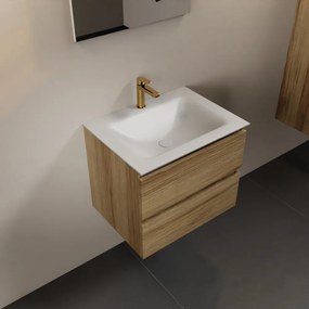 Mondiaz Aivy badmeubel 60cm chai met wastafel solid surface talc midden 1 kraangat en spiegel