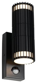 Buiten wandlamp met bewegingsmelder zwart met bewegingssensor 2-lichts - Boris Design GU10 IP44 Buitenverlichting rond