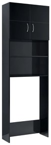 vidaXL Wasmachinekast 64x25,5x190 cm hoogglans zwart