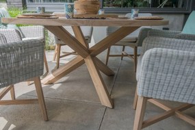 4 Seasons Outdoor Lisboa diningset met Louvre tafel Ø 160 cm Tuinset   houtkleur weerbestendig