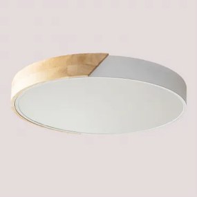 LED plafondlamp Jan Wit – natuurlijk hout & Ø40 cm - Sklum