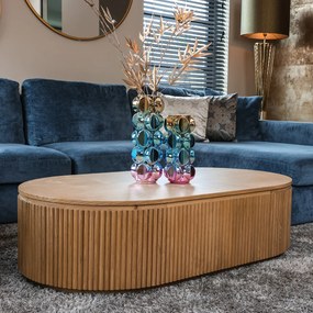 Richmond Interiors Belfort Ovale Salontafel Eiken Met Ribbels - 140 X 80cm.