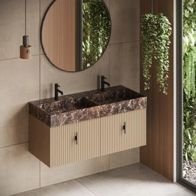 Muebles Zahora badmeubel ribbelfront 120cm macchiato met Dark Emperador wastafel met kraangaten