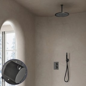 Saniclear Iron Stripes Pro inbouw regendouche met 20cm hoofddouche en plafondarm verouderd ijzer - gunmetal