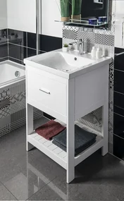 Aqualine Zuno keramische wastafel 55cm wit