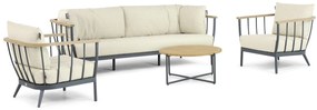 Stoel en Bank Loungeset 5 personen Aluminium/Teak Grijs Apple Bee Condor