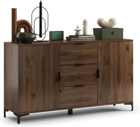 Kast LANA 04 Elegant walnoot - STAANDE 2-DEURS KAST MET LADEN