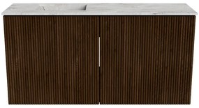 Mondiaz Joya DLux 80cm toiletmeubel walnut met wastafel faye links zonder kraangat glace