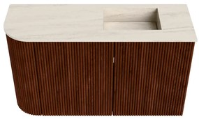Mondiaz Joya DLux 70cm toiletmeubel ronding links ruby met wastafel faye rechts zonder kraangat meli