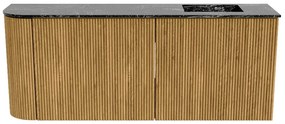 Mondiaz Joya DLux 100cm toiletmeubel ronding links oak met wastafel faye rechts zonder kraangat lava