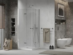 Mexen Lima Duo inklapbare douchecabine 90 x 90 cm, transparant, chroom + Flat douchebak - 856-090-090-01-02-4010