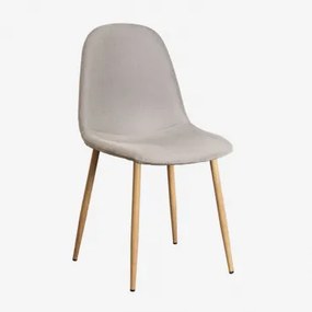 Pak 2 Glamm-eetkamerstoelen In Natuurlijk Hout & Linnen Bruin - Mokka & Lino - Sklum
