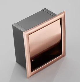 Saniclear Copper inbouw toiletrol houder met klep geborsteld koper