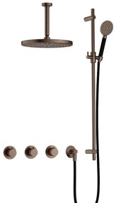 Hotbath Cobber IBS70 inbouwdouche met ronde handdouche, 15cm plafondbuis, 30cm hoofddouche en glijstang verouderd messing