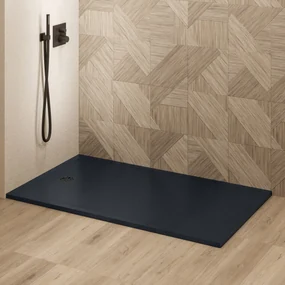 Saniclear Lino douchebak 140x100cm met stone finish zwart