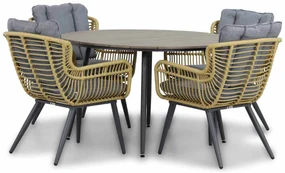 Tuinset Ronde Tuintafel 4 personen 125 cm Wicker/Aluminium/Aluminium/wicker Taupe Coco Azzano/Matale