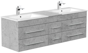 Saniclear Ophelia dubbel Badkamermeubel 150cm 2 kraangaten beton