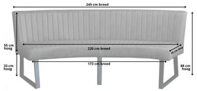 Eetkamerbank - Hengelo - geschikt voor ovale tafel 240 cm - stof Element groen 12