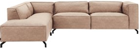 Goossens Bank Calvin beige, micro leer, 3,5-zits, modern design met ligelement links