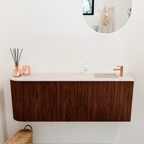 Mondiaz Joya DLux 110cm toiletmeubel ronding links ruby met wastafel faye rechts 1 kraangat meli