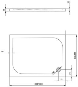 Plazan Curve douchebak 120x80cm rechthoekig