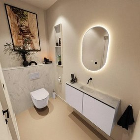 MONDIAZ TURE-DLUX 100cm toiletmeubel Cale. EDEN wastafel Opalo positie midden. Zonder kraangat. TUREDX100CALM0OPA