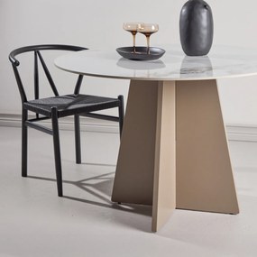 Ronde Eettafel Met Kruisvoet Beige - 110 X 110cm.