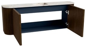 Mondiaz Joya DLux 115cm toiletmeubel ronding links/rechts walnut met wastafel faye midden zonder kraangat frappe