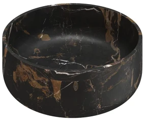 Fontana Portoro Gold marmer mat wit wastafelmeubel 120cm met toppaneel en ronde waskommen