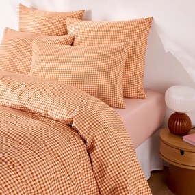 30% gerecycled katoenen beddengoedset, rechthoekige kussensloop, ruitjesprint, LESIA