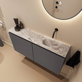 Mondiaz Ture DLux toiletmeubel 100cm dark grey met wastafel glace rechts zonder kraangat