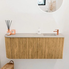 Mondiaz Joya DLux 100cm toiletmeubel ronding links oak met wastafel faye rechts 1 kraangat opalo