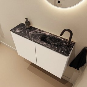 Mondiaz Ture DLux toiletmeubel 80cm talc met wastafel lava rechts met kraangat