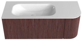 Mondiaz Kurve 115cm badmeubel ronding rechts ruby met 1 lade en deur en wastafel big small links zonder kraangat