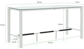 Bellagio Saretto bartafel 225x75x105cm