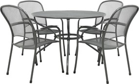 Carlo ronde stapelbare bistroset strekmetaal Ø105 cm. - Antraciet