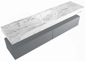 Mondiaz Alan DLux badmeubel 200cm plata 2 lades met wastafel glace midden zonder kraangat