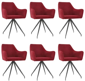 vidaXL Eetkamerstoelen 6 st fluweel wijnrood