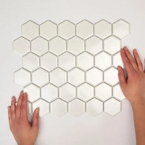 The Mosaic Factory Barcelona mozaïektegel - 28.2x32.1cm - wandtegel - Zeshoek/Hexagon - Porselein Extra White Glans AFH13051
