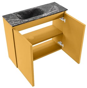 Mondiaz Ture DLux toiletmeubel 60cm ocher met wastafel lava links met kraangat