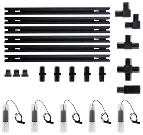 Modern railsysteem met 5 hanglampen gunmetal 1-fase - Iconic Lloyd