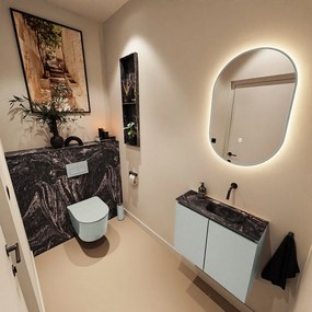 Mondiaz Ture DLux toiletmeubel 60cm greey met wastafel lava rechts zonder kraangat