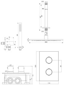 Brauer Copper Edition complete inbouw regendouche met staafhanddouche, plafondarm en hoofddouche 30cm set 30 koper geborsteld PVD