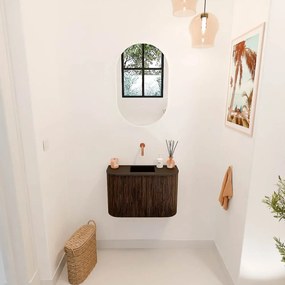 Mondiaz Joya 65cm toiletmeubel ronding links/rechts walnut met wastafel faye midden zonder kraangat urban