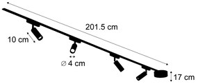 LED Modern railsysteem met 4 Spot / Opbouwspot / Plafondspots zwart 1-fase - Magnetic Samson Modern Binnenverlichting Lamp