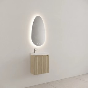 Gliss Design Timotheus toiletmeubel met ribbelfront 40cm corn silk met glans witte fontein