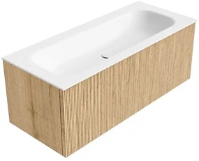Mondiaz Kurve 110cm badmeubel oak met 1 lade en wastafel big medium midden zonder kraangat