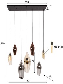 Eettafel Lamp Druppel Gekleurd Glas