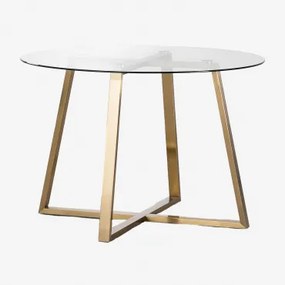 Ronde Tafel In Glas En Staal (110 Cm) Salyms Transparant - Sklum